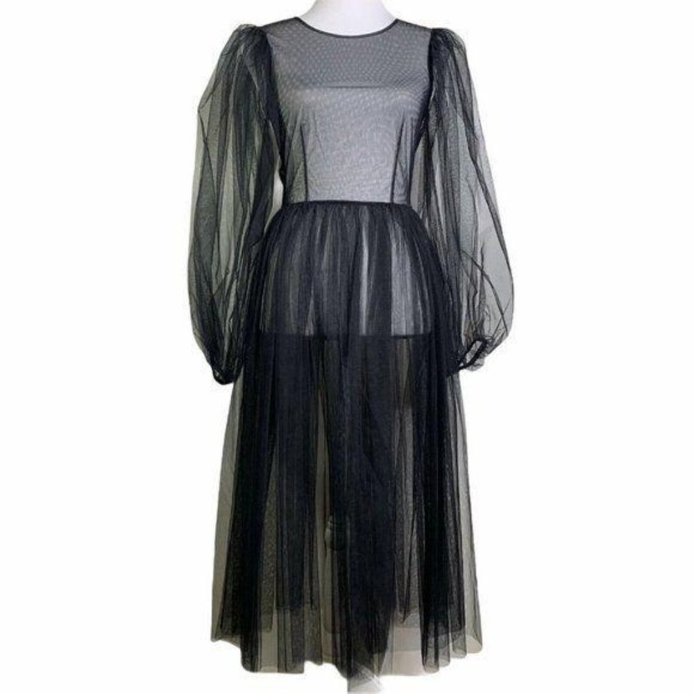 Molly Goddard Areesha Bubble Sleeve Midi Dress - Picture 2 of 13